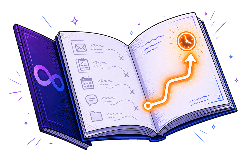 An open playbook highlighting one glowing first move
